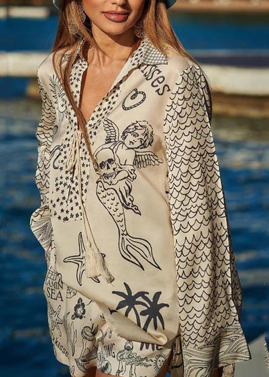 Pieces Set Ice Print White Two Summer Silk Oversized Simple