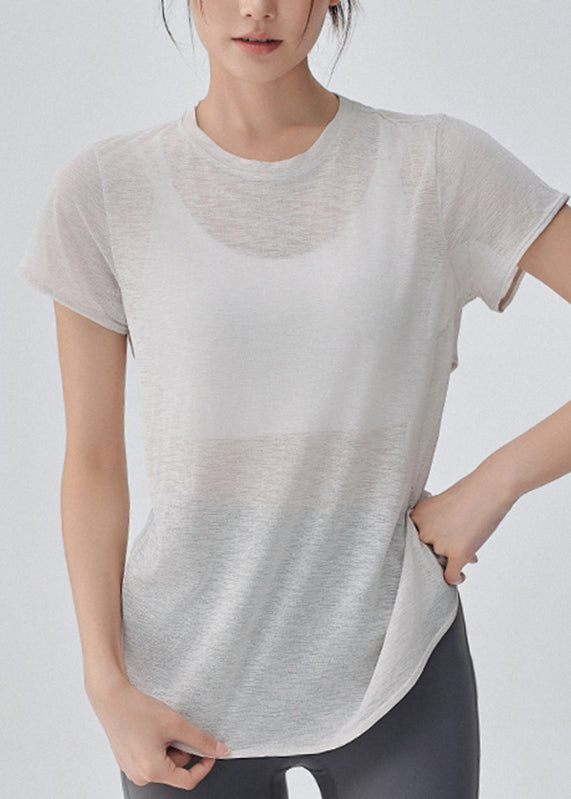 Short Yoga Hollow White Out Simple Sleeve Top