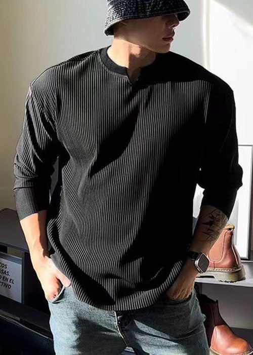 Simple White V T Spring Men Solid Cotton Neck Shirt