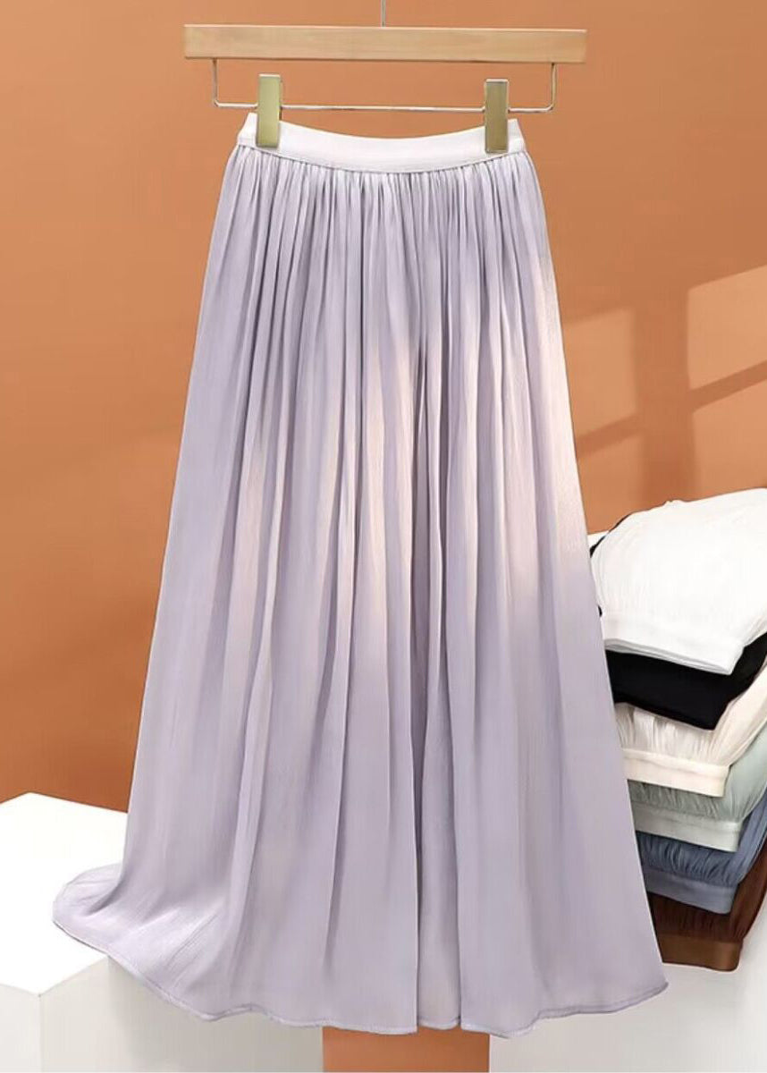 Solid Chiffon Wrinkled Skirt White Summer Simple