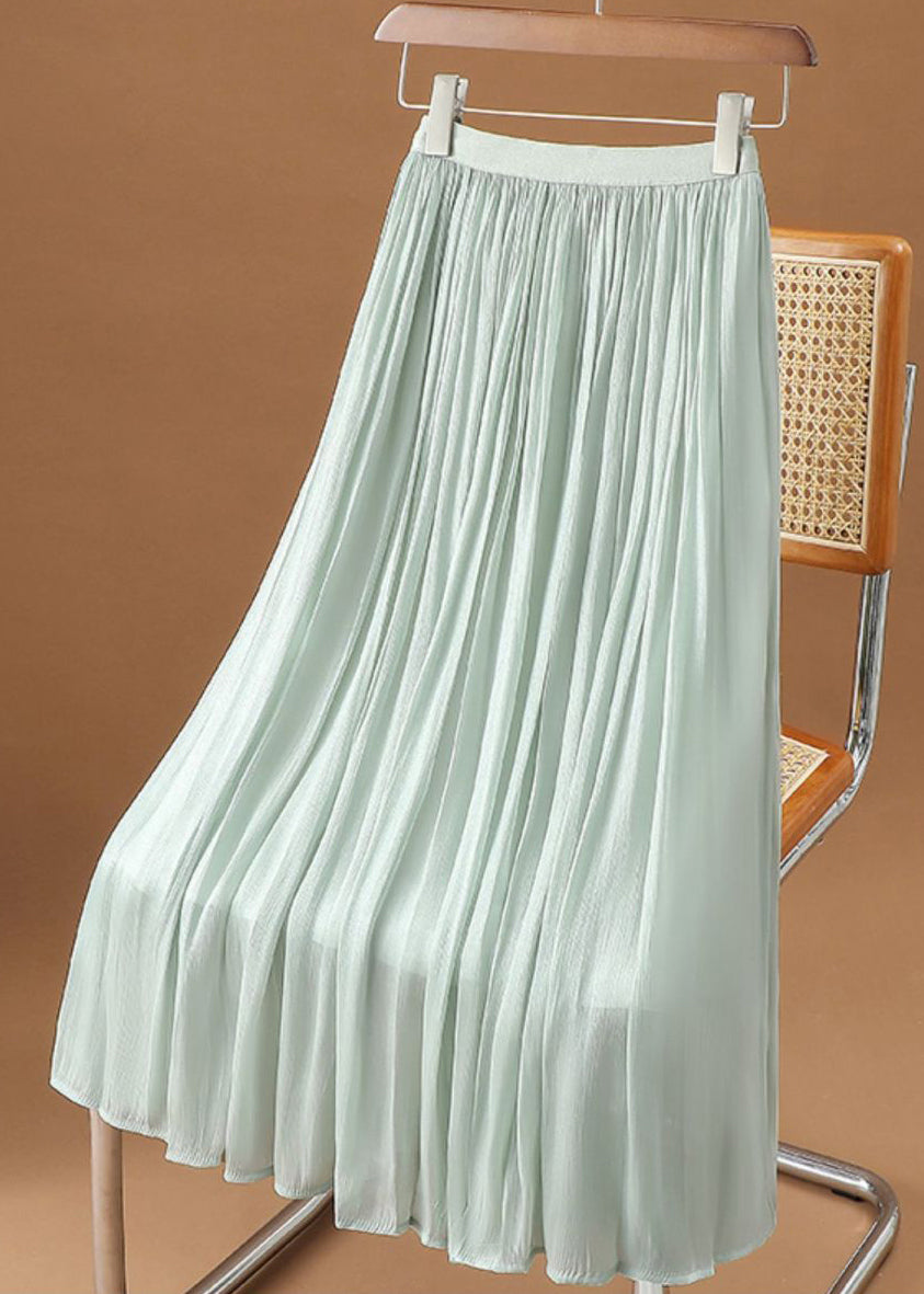 Solid Chiffon Wrinkled Skirt White Summer Simple