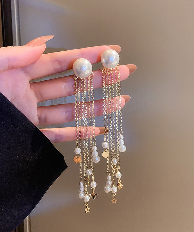 Earrings Copper Skinny Alloy Pear Gold Drop Tassel