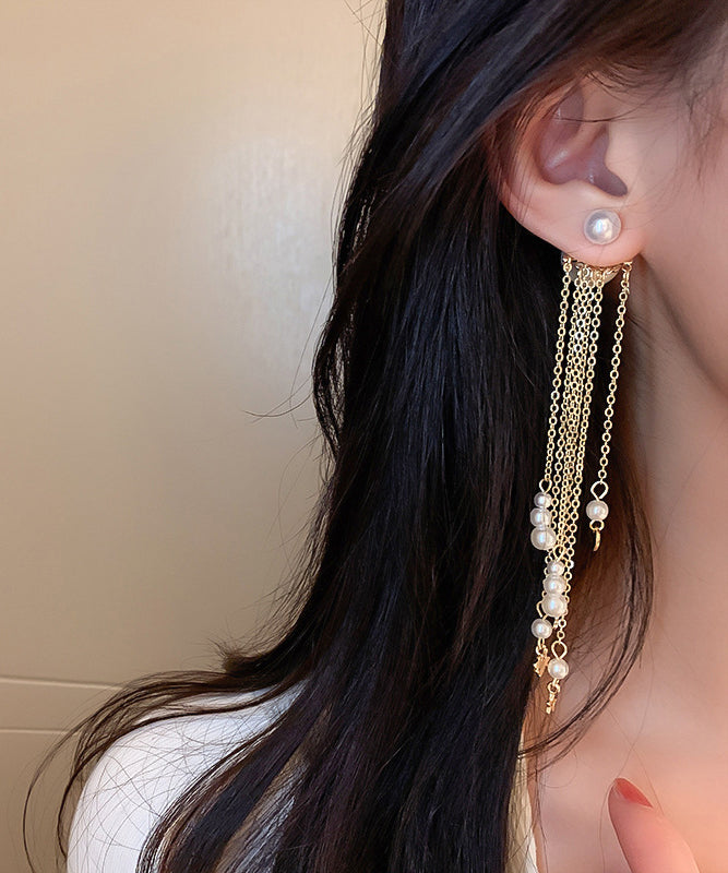 Earrings Copper Skinny Alloy Pear Gold Drop Tassel