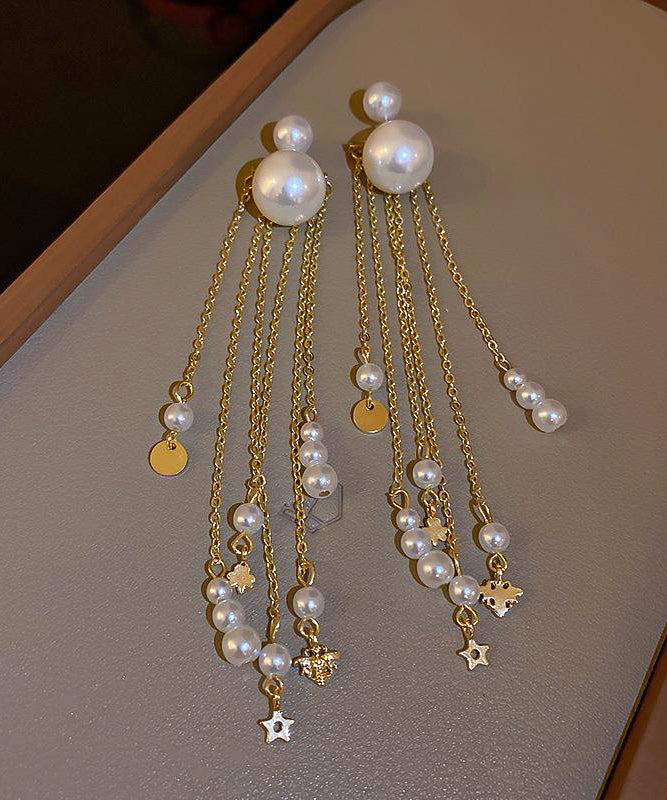 Earrings Copper Skinny Alloy Pear Gold Drop Tassel