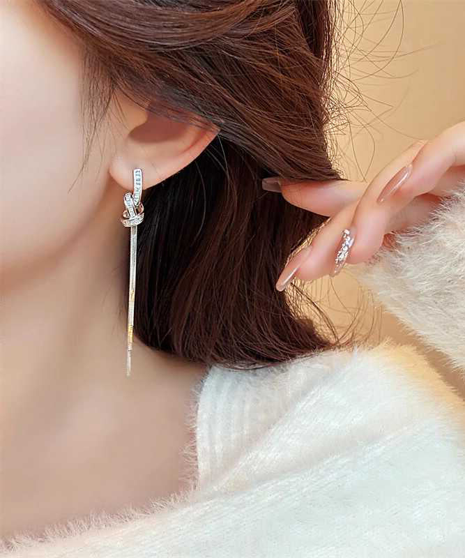 Skinny Silk Copper Alloy Tassel Drop Earrings QZ017