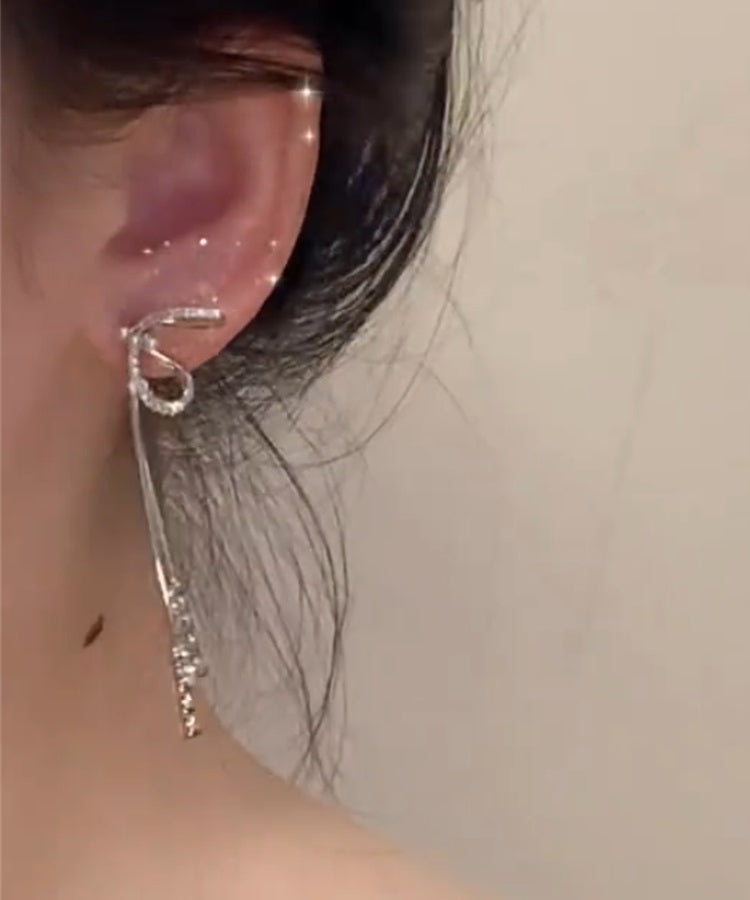 Drop Skinny Earrings Tassel Silk Overgild Copper Bow Zircon