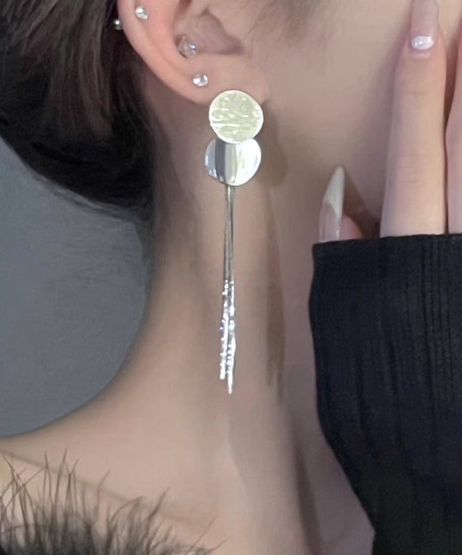 Drop Metal Sequins Earrings Tassel Silk Skinny