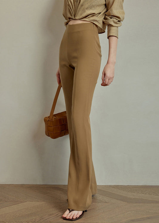 Fit Pants Waist Spandex Khaki Summer Slim High Solid