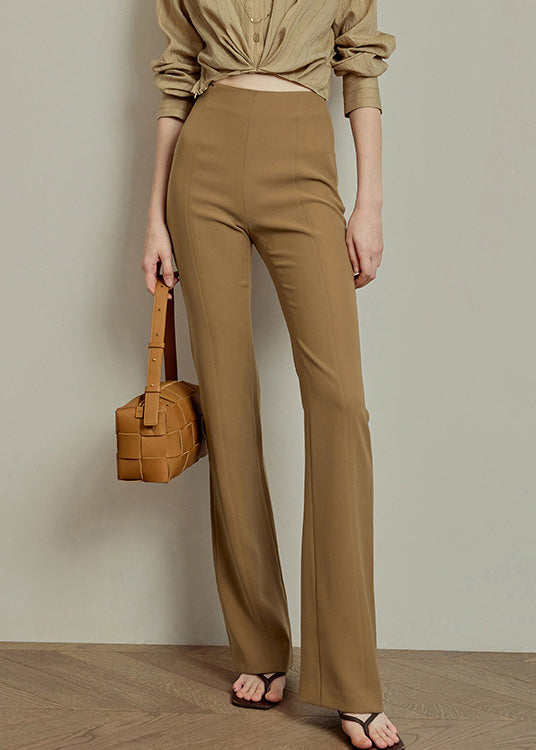 Fit Pants Waist Spandex Khaki Summer Slim High Solid