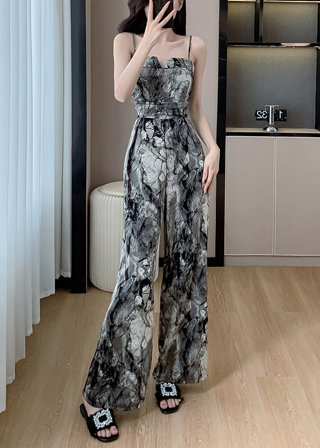 Photo Jumpsuit Fit Slim Silk Paghetti Pockets Strap Color