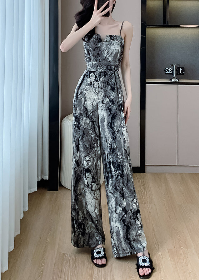 Photo Jumpsuit Fit Slim Silk Paghetti Pockets Strap Color