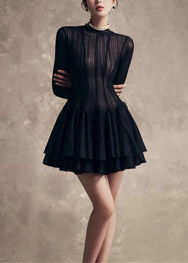 Waist Fall Zippered Fit White Dress Mid High Lace Slim