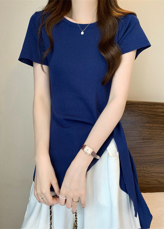 Asymmetrical Yellow Top Summer Out O-Neck Slim Bow Fit Hollow