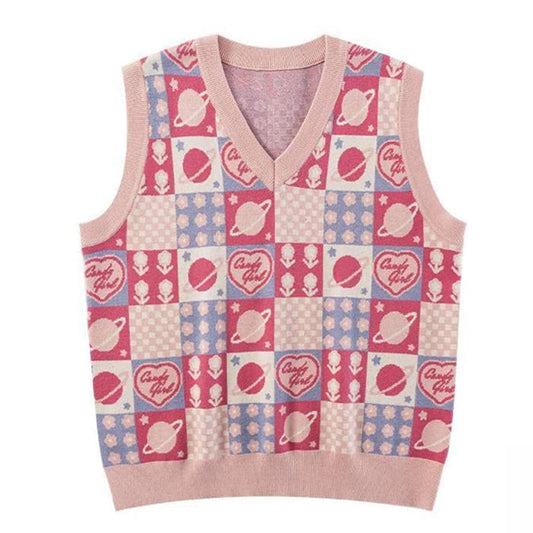 Sweet Patchwork Knit Vest