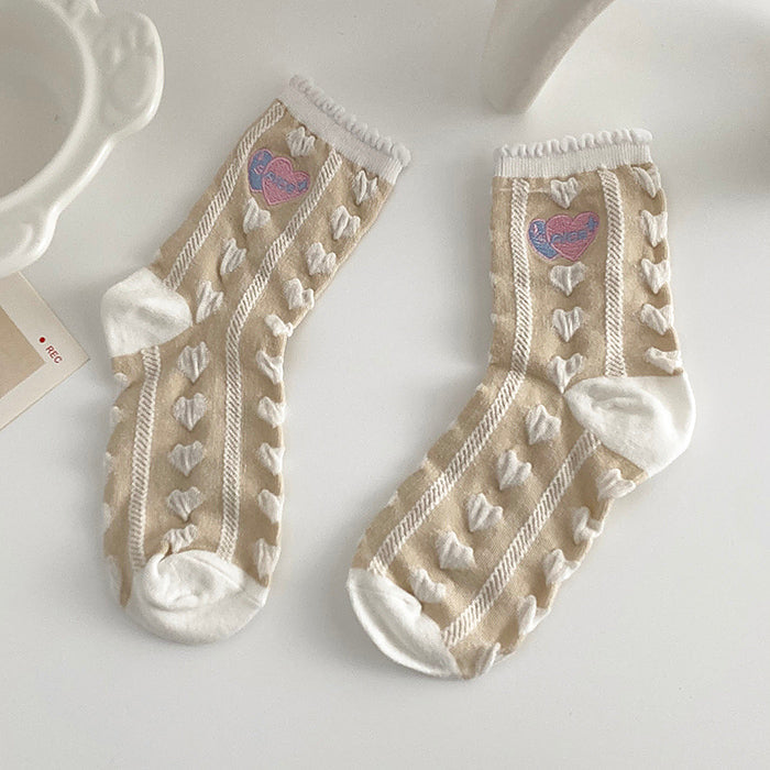 Sweet Heart Embroidery Socks