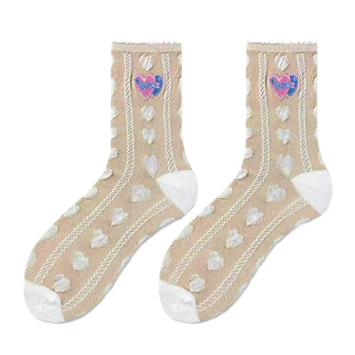 Sweet Heart Embroidery Socks