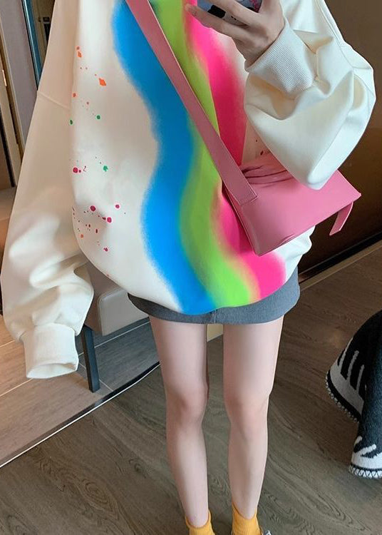 Streetwear Apricot Hooded Tie Dye Cotton Sweatshirts Spring YF009