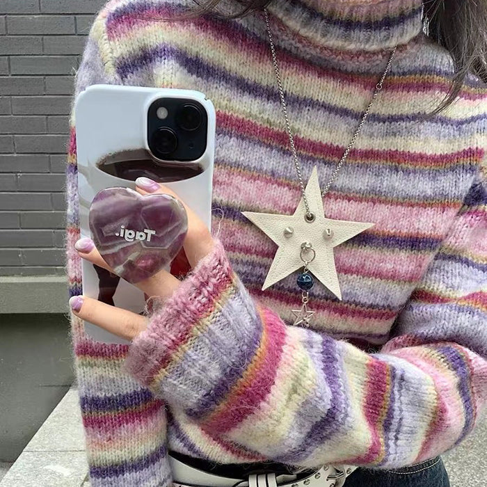 Striped Colorful Turtleneck Sweater