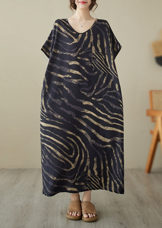 Robe noire oversize en coton tie dye style été YY021