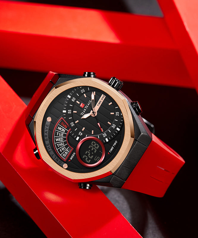 Movement Watches Black Waterproof Quartz Style Rubber Silicone