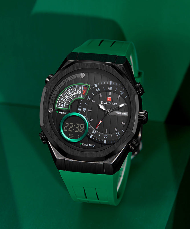 Movement Watches Black Waterproof Quartz Style Rubber Silicone