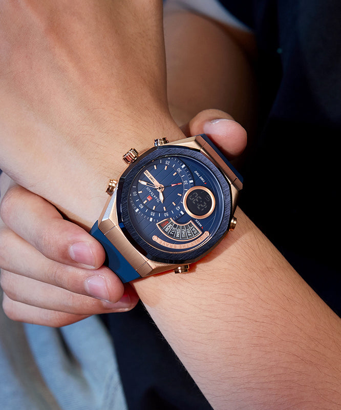 Movement Watches Black Waterproof Quartz Style Rubber Silicone