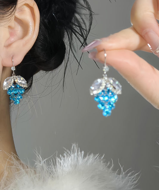 Crystal Grapes Blue Alloy Style Zircon Earrings Drop