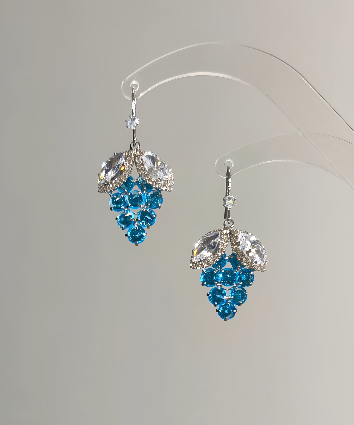 Crystal Grapes Blue Alloy Style Zircon Earrings Drop