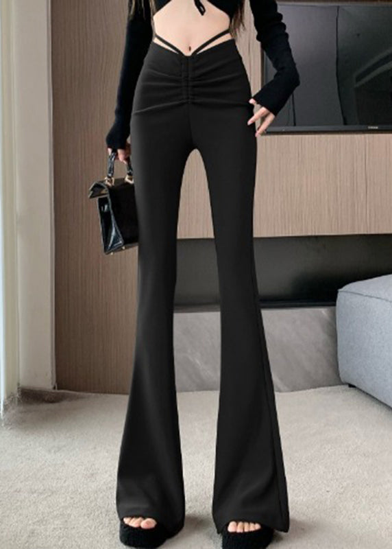 Flared Coffee Patchwork High Waist Summer Style Trousers