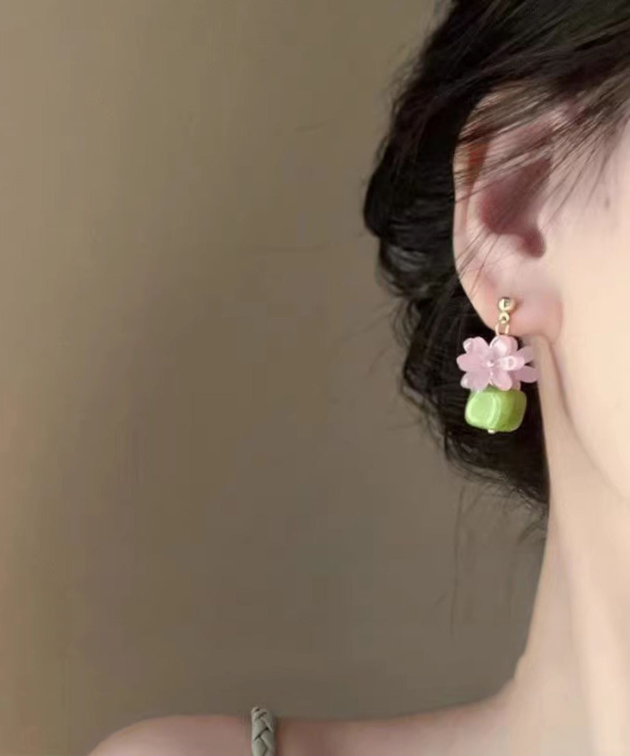 Earrings Colorblock Stud Style Silver Floral Sterling Resin