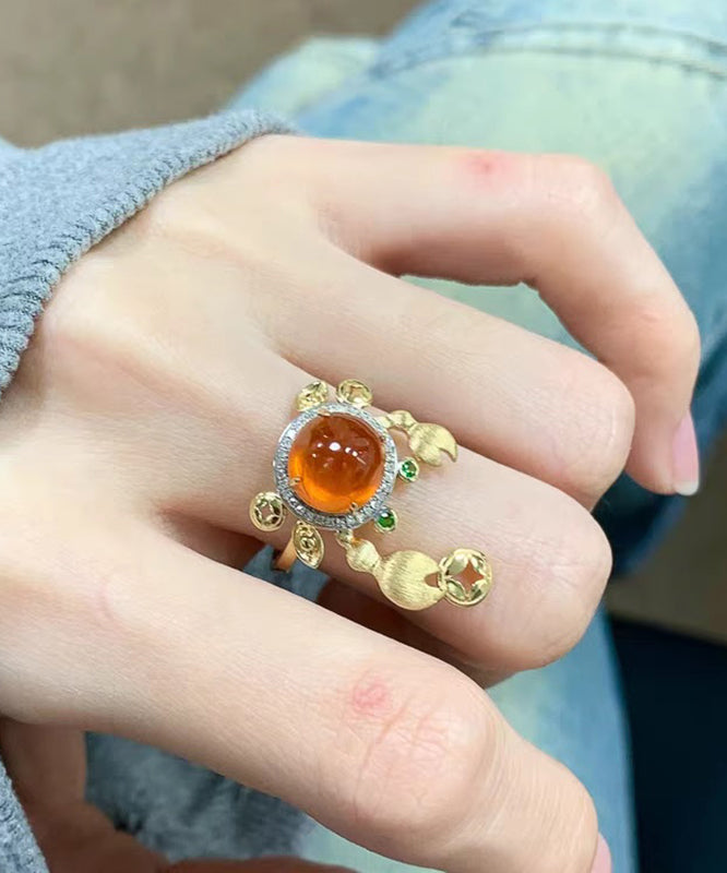 Gold Crab Style Zircon Stone Alloy Gem Rings