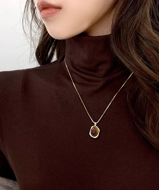 Style Pendant Piece Copper Overgild Set Amber Gold Two Necklace