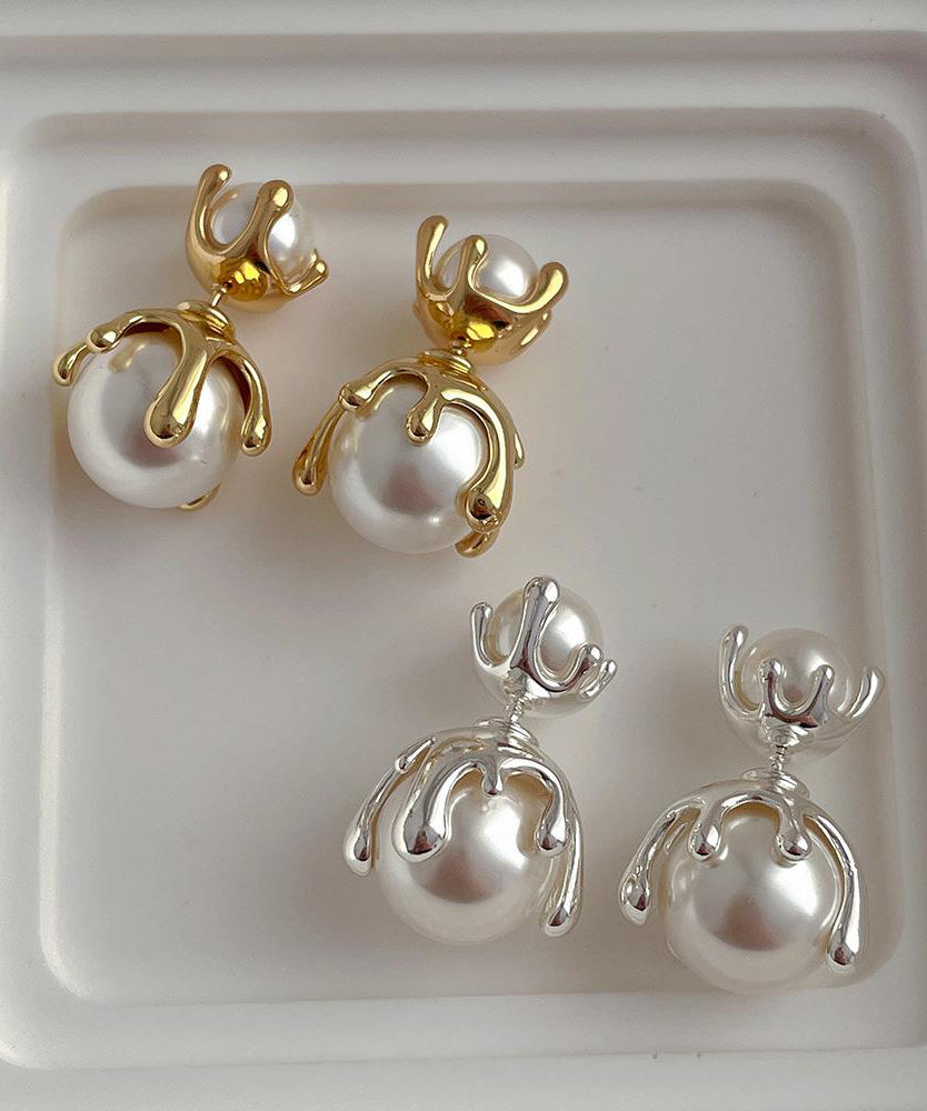 Earrings Pearl Metal Style Gold Alloy Stud