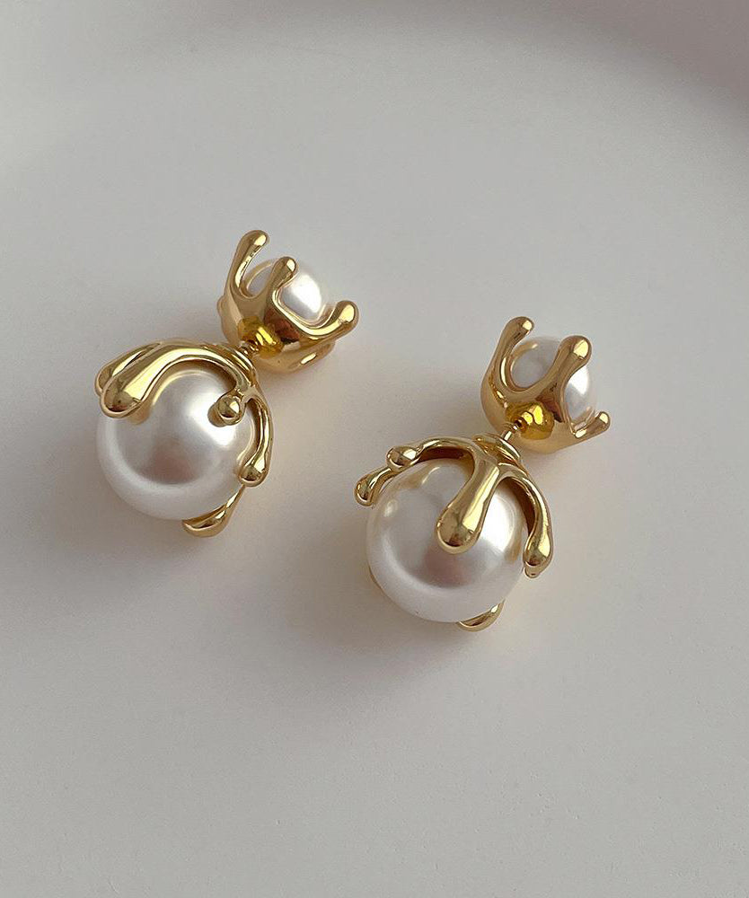 Earrings Pearl Metal Style Gold Alloy Stud