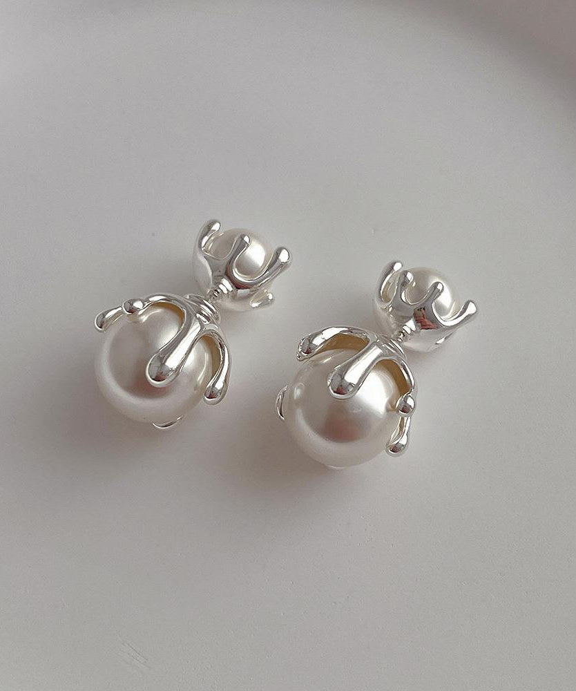 Earrings Pearl Metal Style Gold Alloy Stud