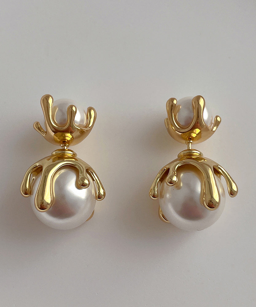 Earrings Pearl Metal Style Gold Alloy Stud