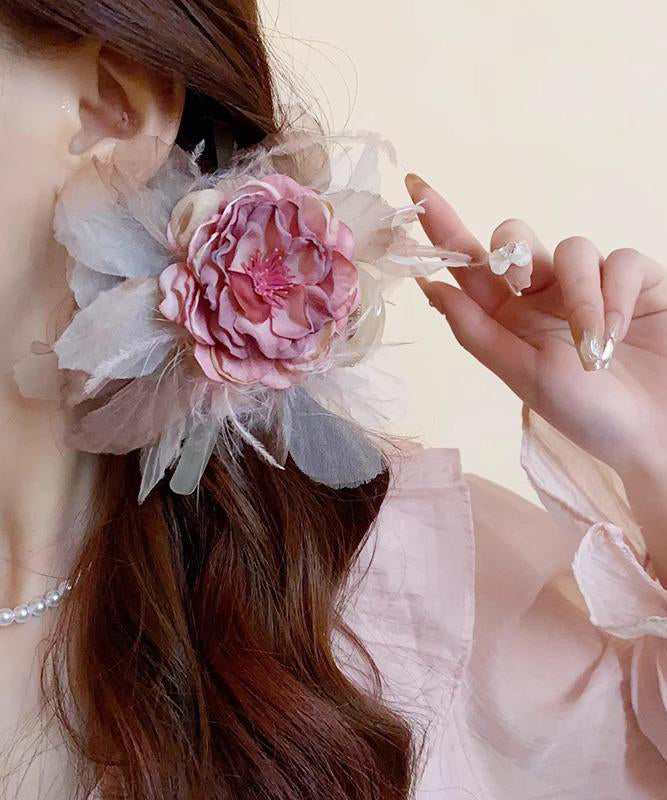 Floral Pink Hairpin Fabric Style Acrylic