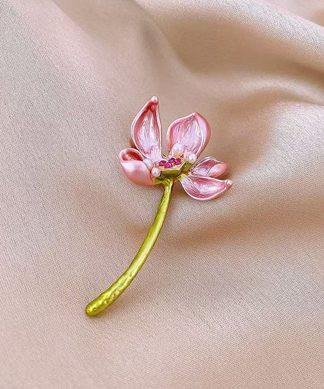 Style Pink Copper Alloy Lotus Hairpin TS019