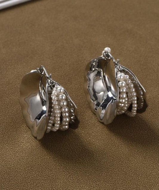 Hoop Silver Style Silk Earrings Sterling Pearl