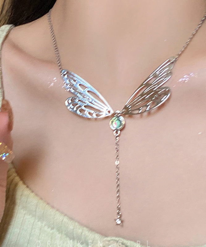 Steel Wing Stainless Lariat Style Out Tassek Hollow Butterfly
