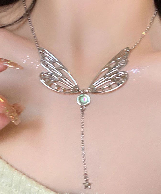 Steel Wing Stainless Lariat Style Out Tassek Hollow Butterfly