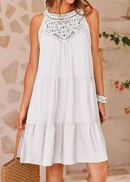 Style Mini Summer Cotton Shoulder Cold White Dresses
