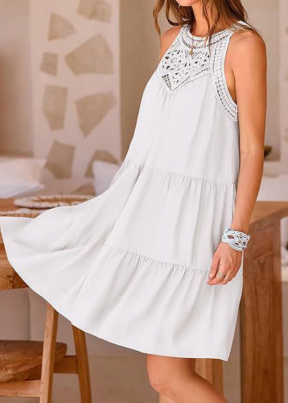 Style Mini Summer Cotton Shoulder Cold White Dresses