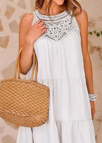 Style Mini Summer Cotton Shoulder Cold White Dresses
