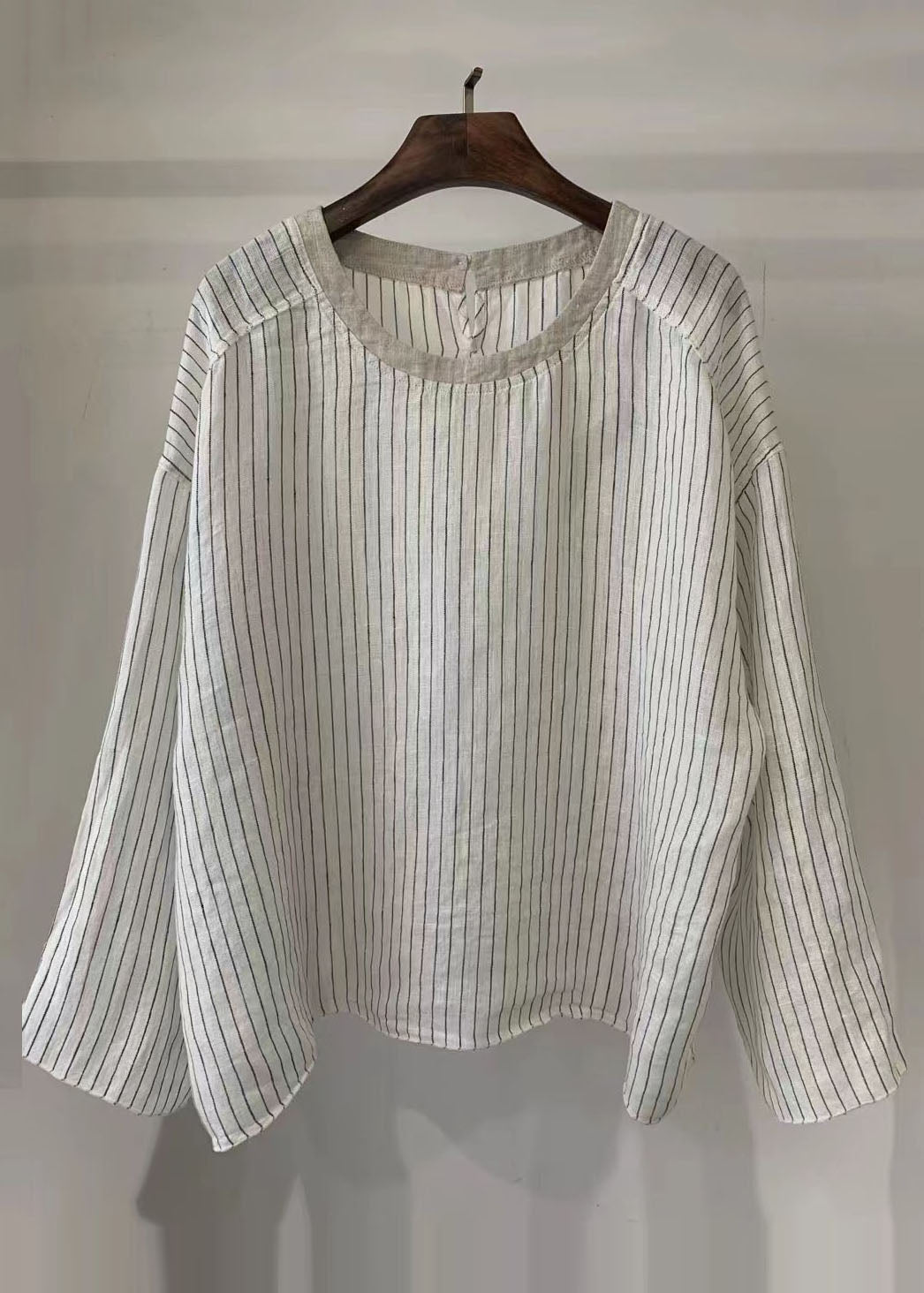 Style Fall Dot Oversized Cotton Tops Blouse White