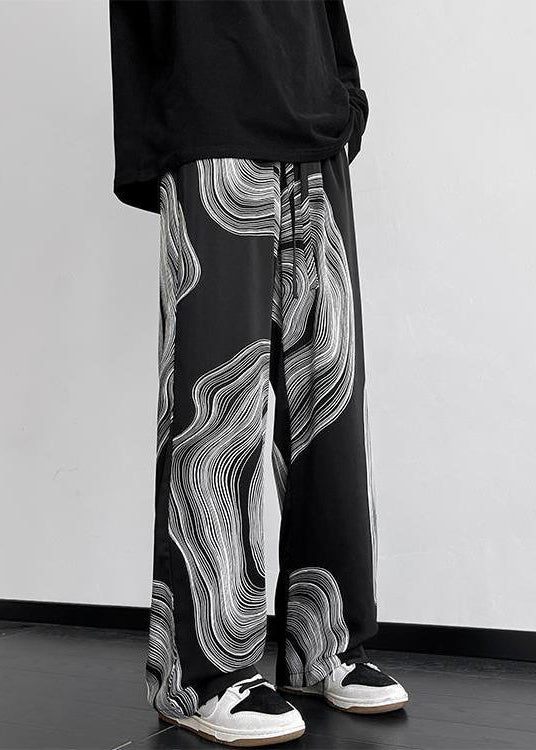 Oversized White Spring Style Mens Cotton Print Pants