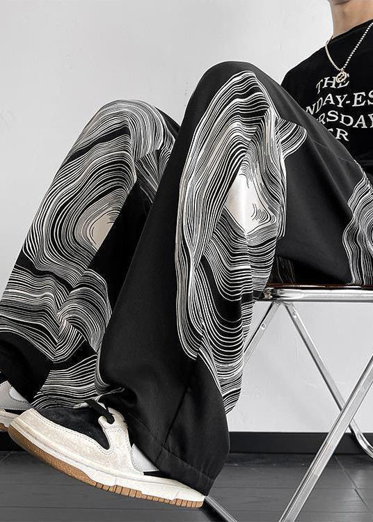 Oversized White Spring Style Mens Cotton Print Pants