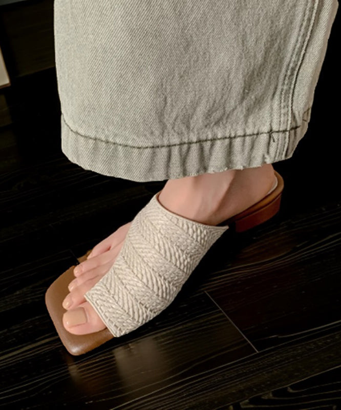 Apricot Flops Splicing Faux Flip Leather Chunky Stylish