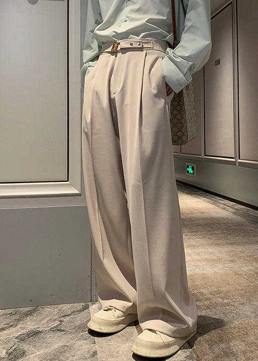 Spandex Pockets Pants Fall Apricot Waist Stylish Mens High