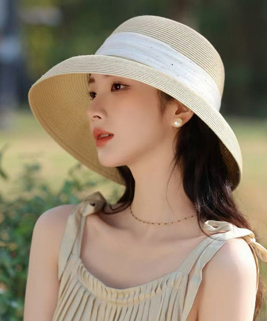 Sun Straw Breathable Beige Woven Stylish Floppy Hat